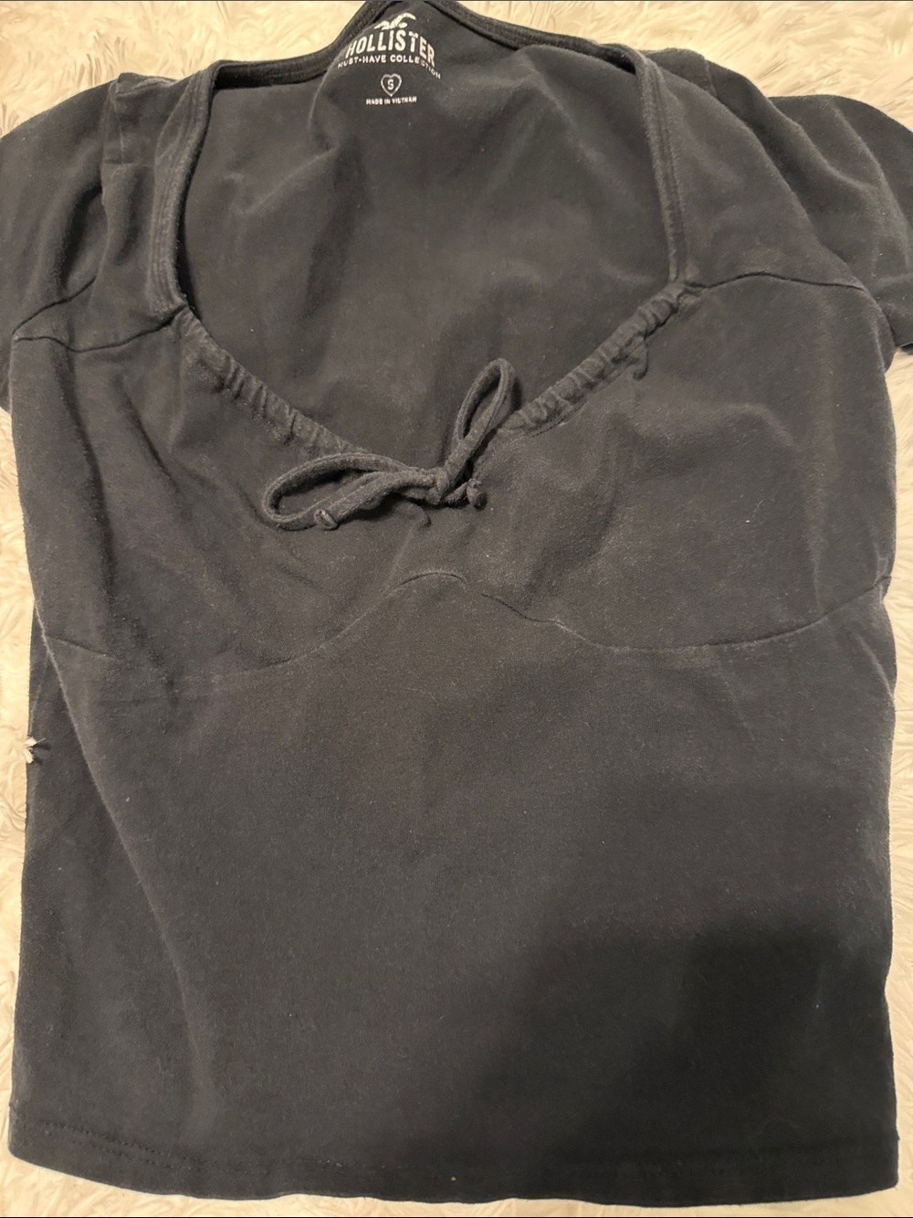 Hollister Black Scoop Tie-Front Knit Top